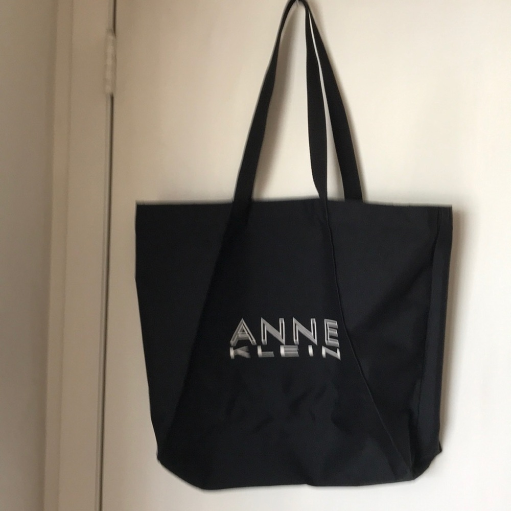 Anne Klein tote. Black canvas type - Picture 3 of 4